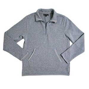 J Crew Men's Small Gray Mock Neck Pouch Fleece Pullover Zip Sweater Grey